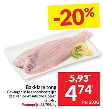 Promoties Bakklare tong gevangen in het noordoostelijke deel van de atlantische oceaan - Huismerk - Intermarche - Geldig van 13/04/2021 tot 18/04/2021 bij Intermarche
