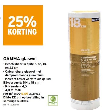 Promoties Gamma glaswol - Gamma - Geldig van 14/04/2021 tot 27/04/2021 bij Gamma