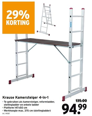 Promoties Krause kamersteiger 4-in-1 - Huismerk - Gamma - Geldig van 14/04/2021 tot 27/04/2021 bij Gamma