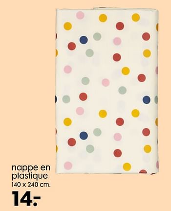 Promotions Nappe en plastique - Produit maison - Hema - Valide de 07/04/2021 à 27/04/2021 chez Hema