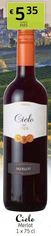 Promoties Cielo merlot - Rode wijnen - Geldig van 09/04/2021 tot 22/04/2021 bij BelBev