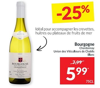 Promotions Bourgogne chardonnay union des viticulteurs de chablis blanc - Vins blancs - Valide de 13/04/2021 à 18/04/2021 chez Intermarche