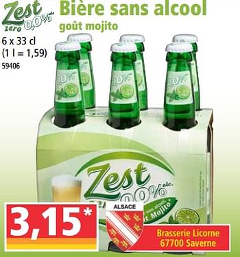 Promotions Bière sans alcool goût mojito - Zest Zero - Valide de 14/04/2021 à 21/04/2021 chez Norma
