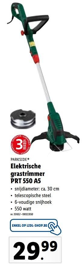 Promoties Parkside elektrische grastrimmer prt 550 a5 - Parkside - Geldig van 19/04/2021 tot 24/04/2021 bij Lidl