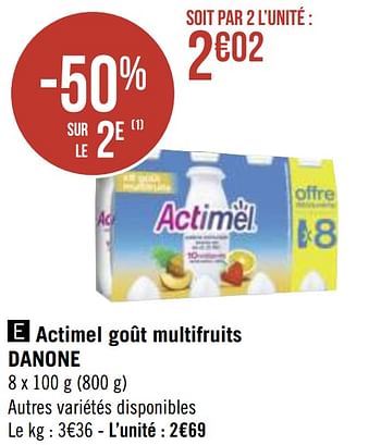 Promotions Actimel goût multifruits danone - Danone - Valide de 12/04/2021 à 25/04/2021 chez Géant Casino