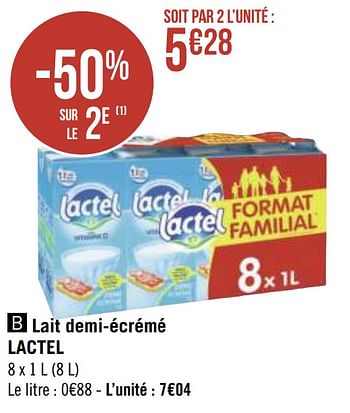 Promotions Lait demi-écrémé lactel - Lactel - Valide de 12/04/2021 à 25/04/2021 chez Géant Casino