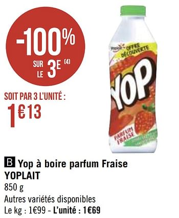 Promotions Yop à boire parfum fraise yoplait - Yoplait - Valide de 12/04/2021 à 25/04/2021 chez Géant Casino
