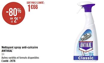 Promotions Nettoyant spray anti-calcaire antikal - Antikal - Valide de 12/04/2021 à 25/04/2021 chez Géant Casino