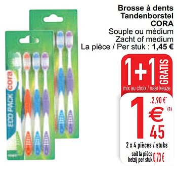 Promoties Brosse à dents tandenborstel cora - Huismerk - Cora - Geldig van 13/04/2021 tot 19/04/2021 bij Cora