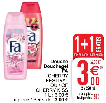 Promoties Douche douchegel fa cherry festival ou - of cherry kiss - Fa - Geldig van 13/04/2021 tot 19/04/2021 bij Cora