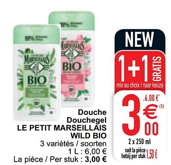 Promoties Douche douchegel le petit marseillais wild bio - Le Petit Marseillais - Geldig van 13/04/2021 tot 19/04/2021 bij Cora