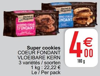 Promoties Super cookies coeur fondant vloeibare kern - Michel et Augustin - Geldig van 13/04/2021 tot 19/04/2021 bij Cora