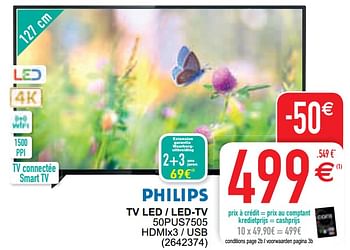 Promoties Philips tv led - led-tv 50pus7505 - Philips - Geldig van 13/04/2021 tot 26/04/2021 bij Cora
