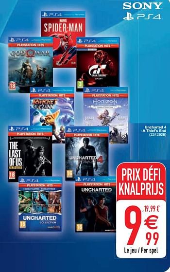 Promoties Uncharted 4 - a thief`s end - Naughty Dog - Geldig van 13/04/2021 tot 26/04/2021 bij Cora