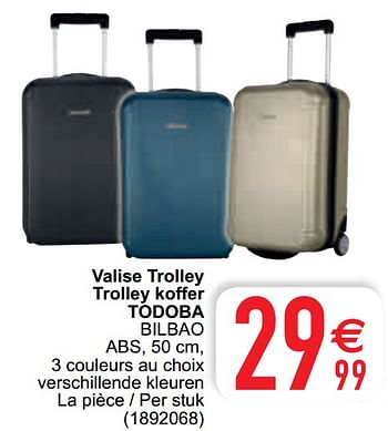 Promoties Valise trolley trolley koffer todoba bilbao - Todoba - Geldig van 13/04/2021 tot 26/04/2021 bij Cora