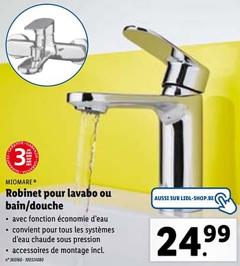 Promotions Robinet pour lavabo ou bain-douche - Miomare - Valide de 19/04/2021 à 24/04/2021 chez Lidl