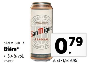 Promotions Bière - San Miguel - Valide de 19/04/2021 à 24/04/2021 chez Lidl