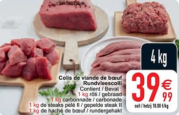 Promotions Colis de viande de boeuf rundvleescolli - Produit maison - Cora - Valide de 13/04/2021 à 19/04/2021 chez Cora