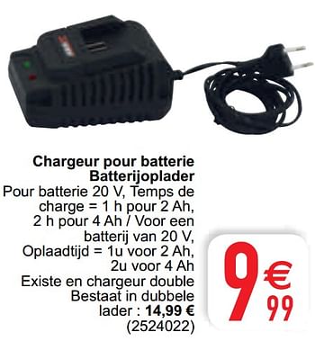 Promotions X-performer chargeur pour batterie batterijoplader - X-Performer - Valide de 13/04/2021 à 26/04/2021 chez Cora