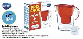 Promotions Carafe marella rouge - Brita - Valide de 12/04/2021 à 09/05/2021 chez Géant Casino