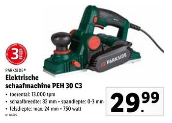Promoties Parkside elektrische schaafmachine peh 30 c3 - Parkside - Geldig van 19/04/2021 tot 24/04/2021 bij Lidl