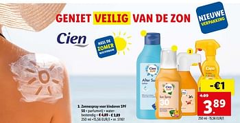 Promoties Zonnespray voor kinderen spf - Cien sun - Geldig van 19/04/2021 tot 24/04/2021 bij Lidl