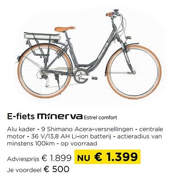 Promotions E-fiets estrel comfort - Minerva - Valide de 01/04/2021 à 30/04/2021 chez Molecule