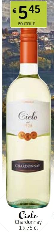 Promotions Cielo chardonnay - Vins blancs - Valide de 09/04/2021 à 22/04/2021 chez BelBev