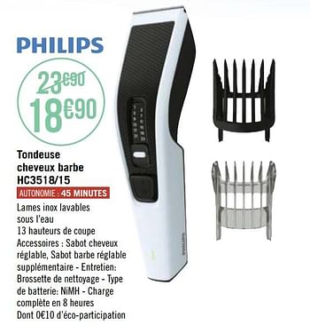 Promotions Philips tondeuse cheveux barbe hc3518-15 - Philips - Valide de 12/04/2021 à 09/05/2021 chez Géant Casino