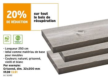Promotions Le bois de récupération grisonné, dim - Produit maison - Gamma - Valide de 14/04/2021 à 27/04/2021 chez Gamma