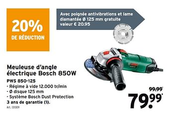 Promotions Meuleuse d`angle électrique bosch 850w pws 850-125 - Bosch - Valide de 14/04/2021 à 27/04/2021 chez Gamma