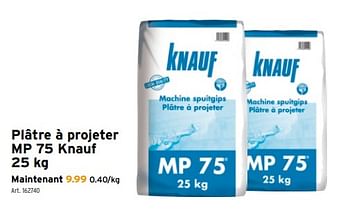 Promotions Plâtre à projeter mp 75 knauf - Knauf - Valide de 14/04/2021 à 27/04/2021 chez Gamma
