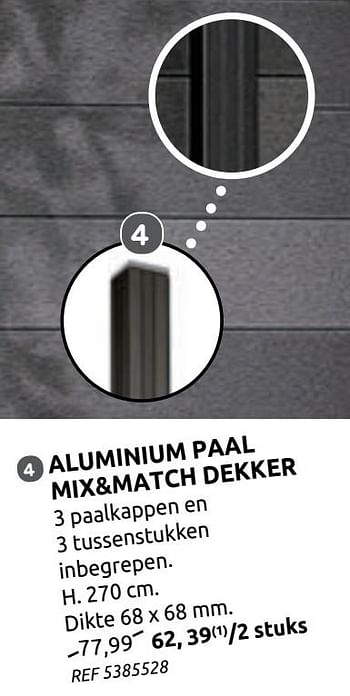 Promoties Aluminium paal mix+match dekker - Huismerk - Brico - Geldig van 14/04/2021 tot 26/04/2021 bij Brico