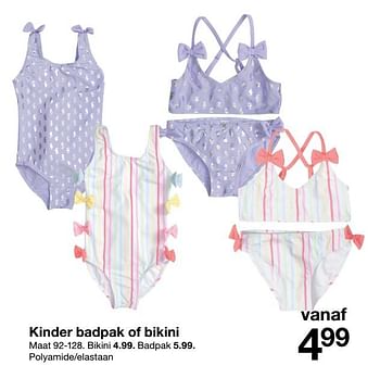 Promoties Kinder badpak of bikini - Huismerk - Zeeman  - Geldig van 10/04/2021 tot 23/04/2021 bij Zeeman