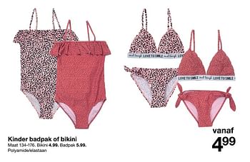 Promotions Kinder badpak of bikini - Produit maison - Zeeman  - Valide de 10/04/2021 à 23/04/2021 chez Zeeman