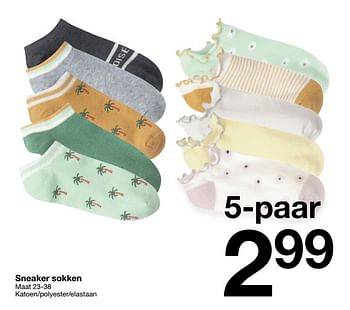 Promotions Sneaker sokken - Produit maison - Zeeman  - Valide de 10/04/2021 à 23/04/2021 chez Zeeman