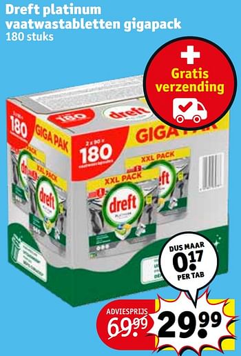Promoties Dreft platinum vaatwastabletten gigapack - Dreft - Geldig van 13/04/2021 tot 18/04/2021 bij Kruidvat