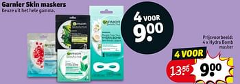 Promoties Garnier skin maskers hydra bomb masker - Garnier - Geldig van 13/04/2021 tot 18/04/2021 bij Kruidvat