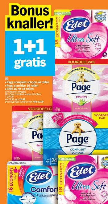 Promoties 1+1 gratis page compleet schoon 24 rollen - Page - Geldig van 12/04/2021 tot 18/04/2021 bij Albert Heijn