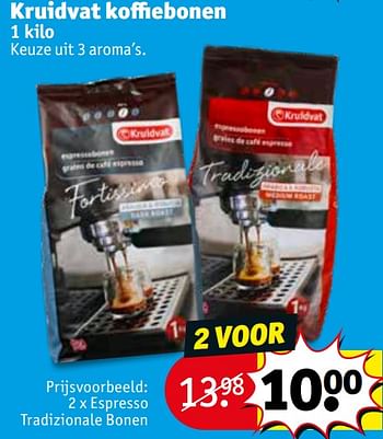 Promoties Kruidvat koffiebonen espresso tradizionale bonen - Huismerk - Kruidvat - Geldig van 13/04/2021 tot 18/04/2021 bij Kruidvat