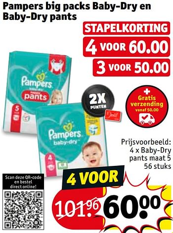 Promoties Pampers big packs baby-dry en baby-dry pants baby-dry pants maat 5 - Pampers - Geldig van 13/04/2021 tot 18/04/2021 bij Kruidvat