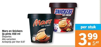 Promoties Mars en snickers ijs pints - Mars - Geldig van 12/04/2021 tot 18/04/2021 bij Albert Heijn