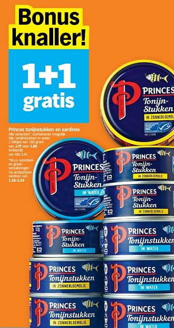 Promotions Tonijnstukken in water - Princes - Valide de 12/04/2021 à 18/04/2021 chez Albert Heijn