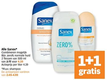 Promoties Zero% normale huid - Sanex - Geldig van 12/04/2021 tot 18/04/2021 bij Albert Heijn