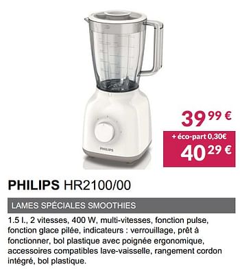 Promoties Blender philips hr2100-00 - Philips - Geldig van 28/02/2021 tot 30/09/2021 bij Copra