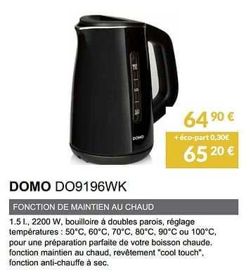 Promotions Bouilloire domo do9196wk - Domo elektro - Valide de 28/02/2021 à 30/09/2021 chez Copra