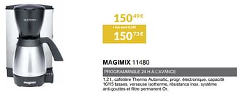 Promotions Cafetiëre magimix 11480 - Magimix - Valide de 28/02/2021 à 30/09/2021 chez Copra