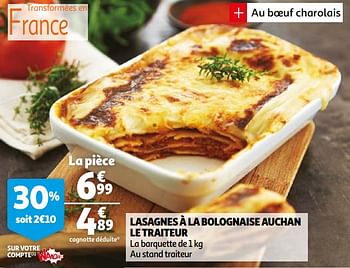 Promotions Lasagnes à la bolognaise auchan le traiteur - Produit Maison - Auchan Ronq - Valide de 14/04/2021 à 20/04/2021 chez Auchan Ronq