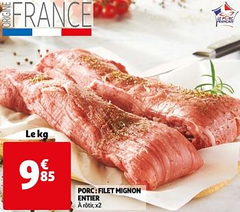 Promotions Porc filet mignon entier - Produit Maison - Auchan Ronq - Valide de 14/04/2021 à 20/04/2021 chez Auchan Ronq