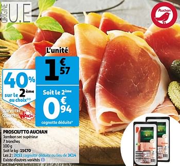 Promoties Prosciutto auchan - Huismerk - Auchan - Geldig van 14/04/2021 tot 20/04/2021 bij Auchan